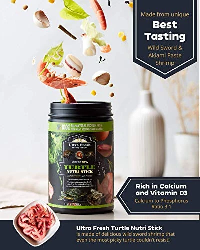 Ultra Fresh - Turtle Nutri Stick, Wild Sword Prawn, Calcium & Vitamin D Enriched Aquatic Turtle Food With Probiotics For Picky Turtles, Made From All Natural Ingredients 13.4 Oz - Image 2