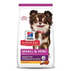 Hill's Science Diet Dry Dog Food, Adult, Small & Mini Breeds, Sensitive Stomach & Skin, Chicken Recipe, 4 Lb. Bag