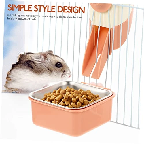 Mipcase 4 Sets Rabbit Rat Supply Dispenser Cage Accessory Food Animal Cats Reusable Pigs Container Bird Bowls Feeding Steel Hamster Dogs Pet Small Ferrets Parrots Guinea Pig Pink Hanging - Image 4
