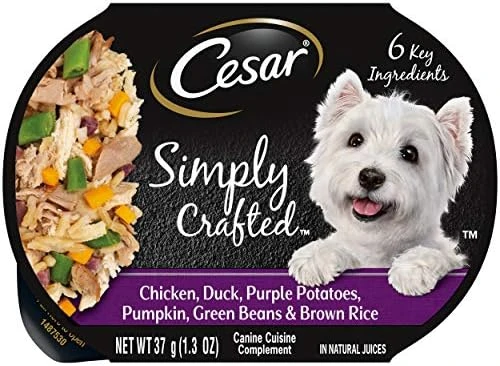 CESAR Simply Crafted Adult Wet Dog Food Meal Topper, Beef, Chicken, Purple Potatoes, Peas & Carrots, (10) 1.3 Oz. Tubs - Image 6