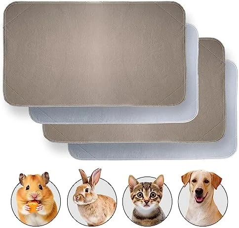 JT Pet Guinea Pig Cage Liner - Pack Of 4 Washable Pee Pads For Dogs, Smooth Fleece Guinea Pig Bedding For Cage & Crates, Reusable & Waterproof Puppy Pee Pads - 36x24 Inches, Brown Grey - Image 9