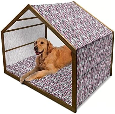 Ambesonne Pineapple Wooden Pet House, Tropical Fruit Pattern Detailed Composition Of Hawaiian Food Summer Season, Indoor & Outdoor Portable Dog Kennel With Pillow And Cover, Small, Apricot Sea Green - Image 8