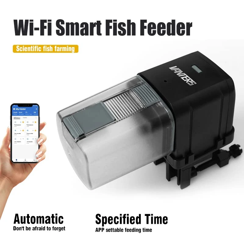 Vanters L27 Automatic Aquarium Fish Tank Feeder Timer Adjustable Food Dispenser (APP Control & USB Power Supply), Compatible With Amazon Alexa (Black, Standard Pack) - Image 2