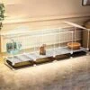 OM-PDD Indoor Guinea Pig/Ferret Cage, With Tray, Small Animal Playpen, Transparent Design, Thick Iron Mesh, Easy To Clean, Suite: Foot Pad/Water Fountain/Tray/Food Box/Water Bowl