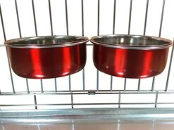 Ellie-Bo Pair Of Dog Bowls For Crates, Cages Or Pens And 3 Sizes (0.9Ltr Medium, Red)