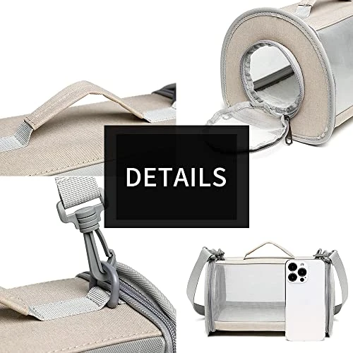 GENERIC Portable Travel Small Animal Carrier Bag Guinea Pig Carrier Bird Rabbit Turtle Carrier Cage Portable Travel Hamster Small Pet Bag Bird Rabbit Guinea Pig Squirrel Breathable Hangbag(Khaki) - Image 3