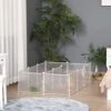 PawHut Pet Playpen DIY Small Animal Cage Open Enclosure Portable Plastic Fence 12 Panels For Kitten Bunny Chinchilla Guinea Pig White