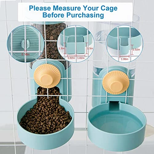 Rabbit Feeder Waterer For Cage Hanging Automatic Cat Dog Food Water Dispenser For Bunny Hamster Indoor Small Pets, Gravity Rabbit Food Bowl Water Bottle Set Ferret Cage Accessories For Cat Guinea Pig - Image 2