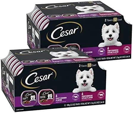 CESAR Soft Wet Dog Food Loaf In Sauce Rotisserie Chicken Flavor With Bacon & Cheese And Filet Mignon Flavor With Bacon & Potato Variety Pack, (24) 3.5 Oz. Easy Peel Trays - Image 14