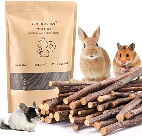 CHUHUAYUAN Natural Apple Sticks, 500g Treats Food For Small Animals, Chew Toys For Chinchilla Guinea Pigs Rabbit Squirrel Hamster Bunny - Image 7