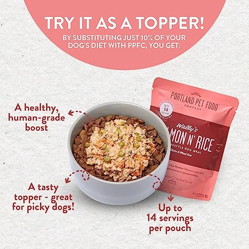 Crafted By Humans Loved By Dogs Portland Pet Food Company Human-Grade Dog Food Pouch — Mixer, Topper, And Rotational Meal (Wally's Salmon, 5 Pack) - Image 2