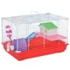 PawHut 18.5" Hamster Cage With Exercise Wheel And Water Bottle, Dish, Rat House And Habitat 2-Story Design, Red