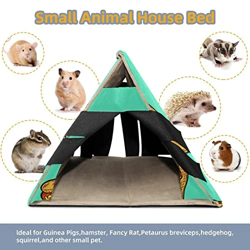 Y-DSIWX Guinea Pig Hideout House Bed, Fast Food Hot Dog Pattern Green Rabbit Cave, Squirrel Chinchilla Hamster Hedgehog Nest Cage - Image 2