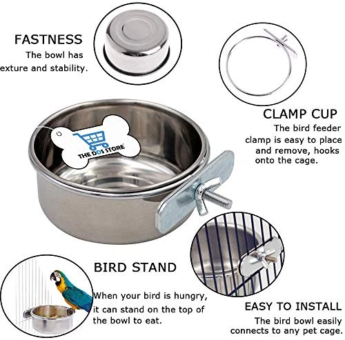 THE DDS STORE Birds Coop Cup Feeder Bowl With Clamp Holder, 200 Ml (Pack Of 4) - Image 2