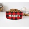 GENERIC Red Black Plaid Background Customized Name Bowl, Dog Bowl, Cat Bowl, Gift For Pets, Ceramic Pet Bowl