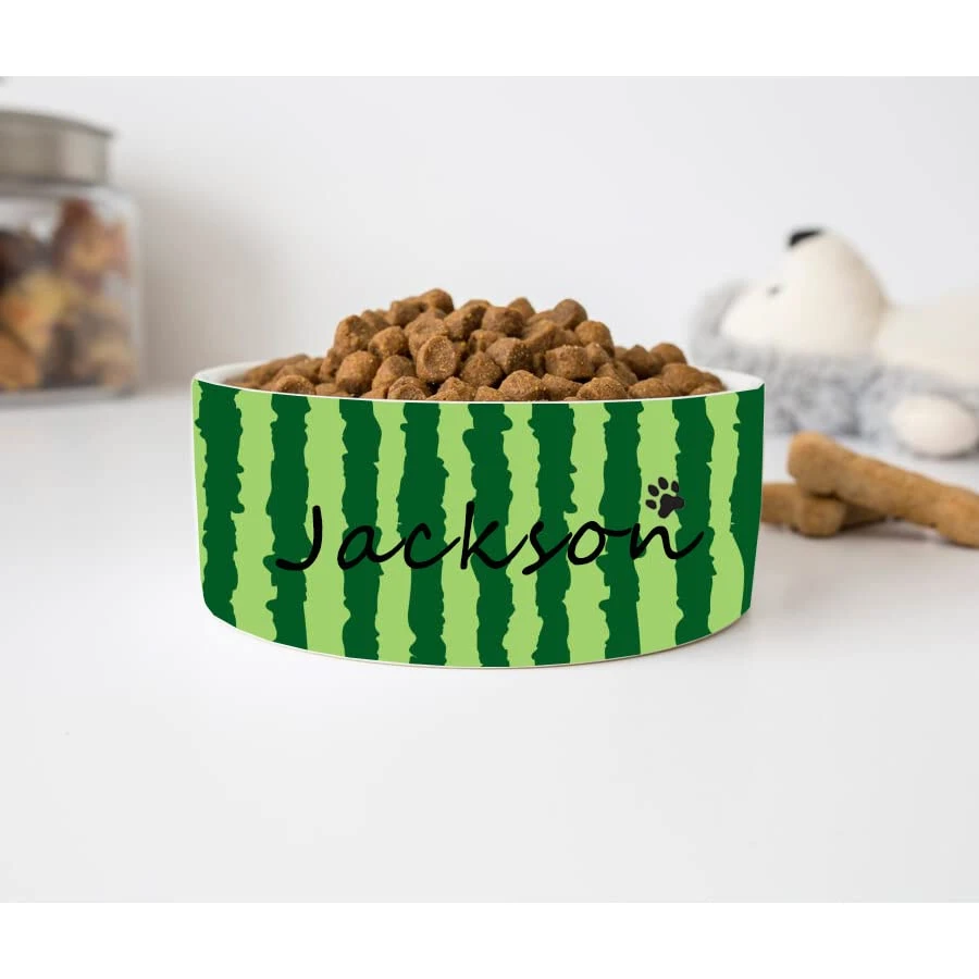 GENERIC Personalized Watermelon Texture Background Pet Bowl, Dog Name Bowl, Cat Name Bowl, Gift For Pets, Ceramic Pet Bowl