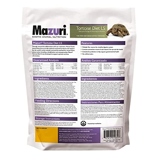 Mazuri | Tortoise LS Diet For African Spurred/Sulcata, Desert, Egyptian, Galapagos, Gopher, Greek, Leopard, Pancake, Radiated Or Yellow-Footed Tortoise, | 12 Ounce (12 OZ) Bag - Image 2