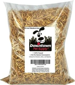 Downtown Pet Supply 2 LB Dried Mealworms For Wild Birds, Poultry, Reptiles, And Small Mammals Rich In Vitamin B12, B5, Protein, Fiber, Omega 3 Fatty Acids - Great As Mealworms For Chicken