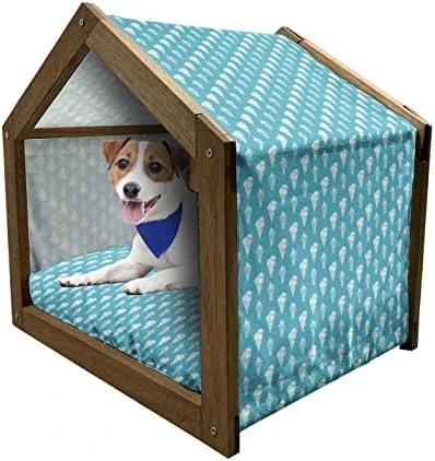 Ambesonne Banana Wooden Dog House, Graphic Illustration Of Tropical Fruit Ripe And Healthy Exotic Food, Indoor & Outdoor Portable Dog Kennel With Pillow And Cover, X-Large, Pale Green Yellow - Image 13