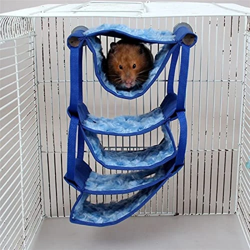 GAMIRA Pet Nest Multi-Layer Small Animals Toy Bed Resting Hamster Hammock Playing Rat Bedding Nest Platform (Color : Blue) - Image 4
