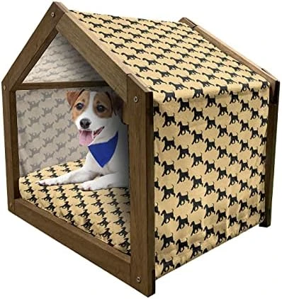 Ambesonne Banana Wooden Dog House, Graphic Illustration Of Tropical Fruit Ripe And Healthy Exotic Food, Indoor & Outdoor Portable Dog Kennel With Pillow And Cover, X-Large, Pale Green Yellow - Image 5