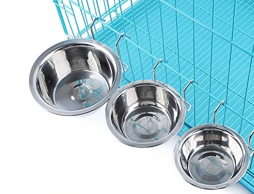 Yosoo Stainless Steel Hanging Pet Cage Bowl Diner Pet Bowl Bird Cat Dog Food Water Bowl With Hanger (Size L) - Image 7