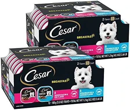 CESAR Soft Wet Dog Food Loaf In Sauce Rotisserie Chicken Flavor With Bacon & Cheese And Filet Mignon Flavor With Bacon & Potato Variety Pack, (24) 3.5 Oz. Easy Peel Trays - Image 9