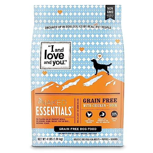"I And Love And You" Trial Size Naked Essentials Chicken & Duck Grain Free Dry Dog Food, 4 LB