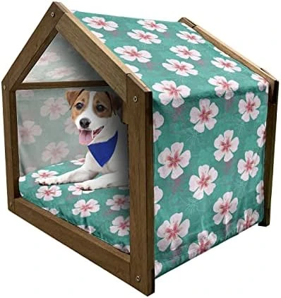 Ambesonne Banana Wooden Dog House, Graphic Illustration Of Tropical Fruit Ripe And Healthy Exotic Food, Indoor & Outdoor Portable Dog Kennel With Pillow And Cover, X-Large, Pale Green Yellow - Image 7
