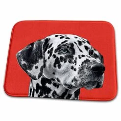 3dRose Dalmatian Dog On Red Background, Pet, Puppy Animal - Dish Drying Mats (ddm-215155-1)