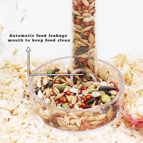 Hamsters Feeder, Transparent Acrylic Feeder Tube And Feeding Dish Set With Suction Cup, Small Animals Food Gravity Auto Dispensers, Suitable For Hamster Rat Guinea Pig Bird Parrot Lizard Hedgehog - Image 3