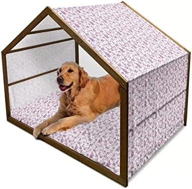 Ambesonne Banana Wooden Dog House, Graphic Illustration Of Tropical Fruit Ripe And Healthy Exotic Food, Indoor & Outdoor Portable Dog Kennel With Pillow And Cover, X-Large, Pale Green Yellow - Image 10