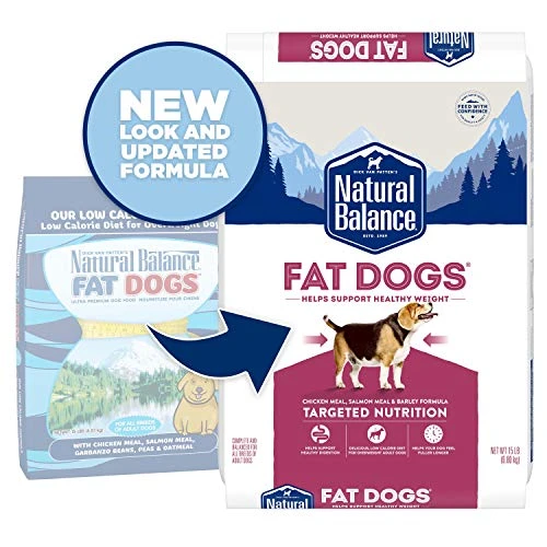 Natural Balance Fat Dogs Low Calorie Dry Dog Food Chicken Meal, Salmon Meal, Garbanzo Beans, Peas & Oatmeal, 15 Pounds (Packaging May Vary) - Image 3