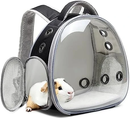 GENERIC Portable Travel Small Animal Carrier Bag Guinea Pig Carrier Bird Rabbit Turtle Carrier Cage Portable Travel Hamster Small Pet Bag Bird Rabbit Guinea Pig Squirrel Breathable Hangbag(Khaki) - Image 6