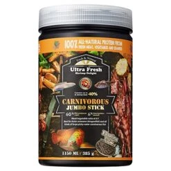 Ultra Fresh Monster Fish Food, Wild Sword Prawns, Floating Sticks For Oscars, Bass, Large Cichlids And Tropical Fish, Carnivorous Jumbo Stick 13.58 Oz