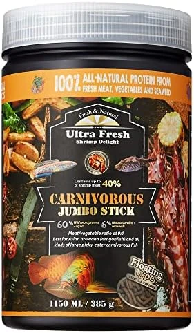 Ultra Fresh Monster Fish Food, Wild Sword Prawns, Floating Sticks For Oscars, Bass, Large Cichlids And Tropical Fish, Carnivorous Jumbo Stick 13.58 Oz - Image 6