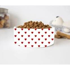 GENERIC Heart Pattern Bowl, Pet Bowl Dog Bowls, Ceramic Dog Cat Pet Bowls Available In Two Sizes