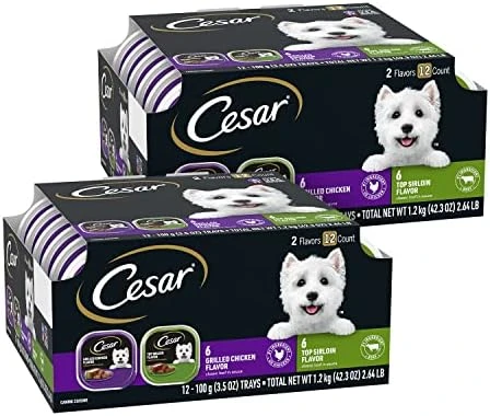 CESAR Soft Wet Dog Food Loaf In Sauce Rotisserie Chicken Flavor With Bacon & Cheese And Filet Mignon Flavor With Bacon & Potato Variety Pack, (24) 3.5 Oz. Easy Peel Trays - Image 12