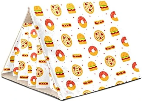 Y-DSIWX Guinea Pig Hideout House Bed, Burger Donut Hot Dog Pizza Flat Food Pattern Rabbit Cave, Squirrel Chinchilla Hamster Hedgehog Nest Cage - Image 13