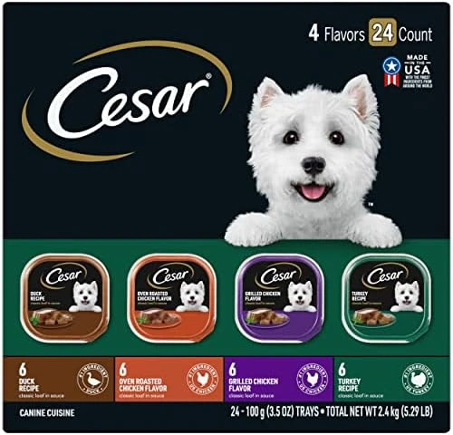 CESAR Soft Wet Dog Food Loaf In Sauce Rotisserie Chicken Flavor With Bacon & Cheese And Filet Mignon Flavor With Bacon & Potato Variety Pack, (24) 3.5 Oz. Easy Peel Trays - Image 10