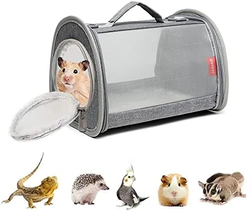 GENERIC Portable Travel Small Animal Carrier Bag Guinea Pig Carrier Bird Rabbit Turtle Carrier Cage Portable Travel Hamster Small Pet Bag Bird Rabbit Guinea Pig Squirrel Breathable Hangbag(Khaki) - Image 7