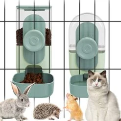 Hanging Automatic Food Water Dispenser,Ufanittel 35oz Auto Gravity Rabbit Feeder And Waterer Set,Cage Pet Hanging Self Dispenser Feeder For Rabbit Chinchilla Hedgehog Guinea Pig Ferret Kitty Puppy