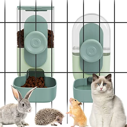 Hanging Automatic Food Water Dispenser,Ufanittel 35oz Auto Gravity Rabbit Feeder And Waterer Set,Cage Pet Hanging Self Dispenser Feeder For Rabbit Chinchilla Hedgehog Guinea Pig Ferret Kitty Puppy