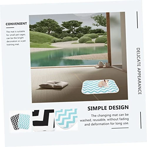 Mipcase 4 Pcs Flannel Mats Black Rabbits Cage Food Pig Guinea Breathable Diapers Sleep Training Liner Pets Washable Super Pee Green Cushions Dog Hedgehog Potty Cat Pet Bedding Chinchilla - Image 4