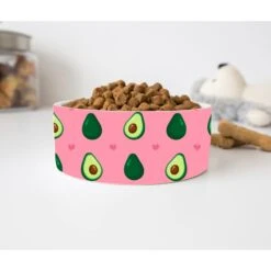 GENERIC Pink Avocado Pattern Pet Bowl, Cat Food Bowls, Cute Dog Bowl, Custom Ceramic Pet Bowls Available In Two Sizes