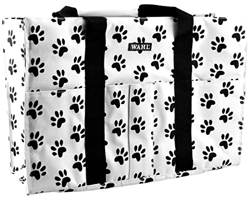 WAHL Professional Animal Large Paw Print Tote Bag (97782), Black And White Paw Print 18-Inch Tote Bag, 18 Inches
