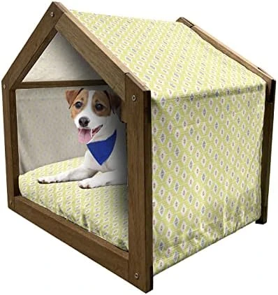 Ambesonne Pineapple Wooden Pet House, Tropical Fruit Pattern Detailed Composition Of Hawaiian Food Summer Season, Indoor & Outdoor Portable Dog Kennel With Pillow And Cover, Small, Apricot Sea Green - Image 5