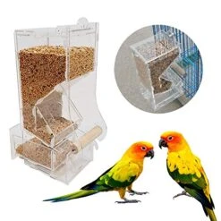 FILFEEL Automatic Bird Feeder, Acrylic Pet Birds Seeds Food Feeder Cage Toy Transparent Healthy Pet Simply Feed