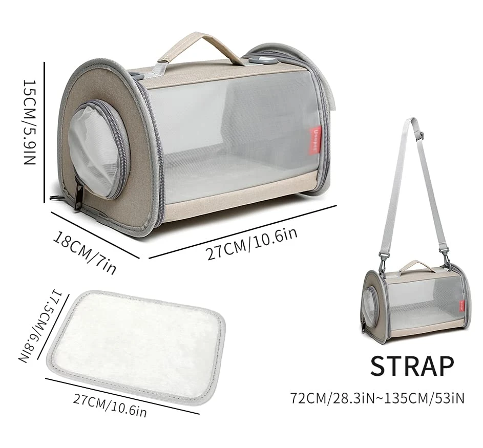 GENERIC Portable Travel Small Animal Carrier Bag Guinea Pig Carrier Bird Rabbit Turtle Carrier Cage Portable Travel Hamster Small Pet Bag Bird Rabbit Guinea Pig Squirrel Breathable Hangbag(Khaki) - Image 2