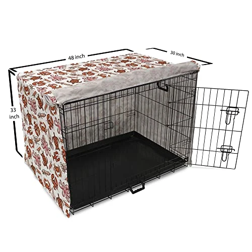 Lunarable Underwater Dog Crate Cover, Sea Food Theme Lobster Crab Octopus Mussel Drawing Style Oceanic Life, Easy To Use Pet Kennel Cover For Medium Large Dogs, 48 Inch, Dark Orange Tan Coral - Image 5